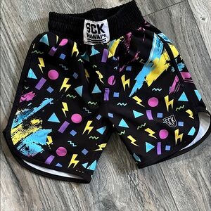 SCK Hawaii Neon Geometric Athletic Shorts - great for swimming
